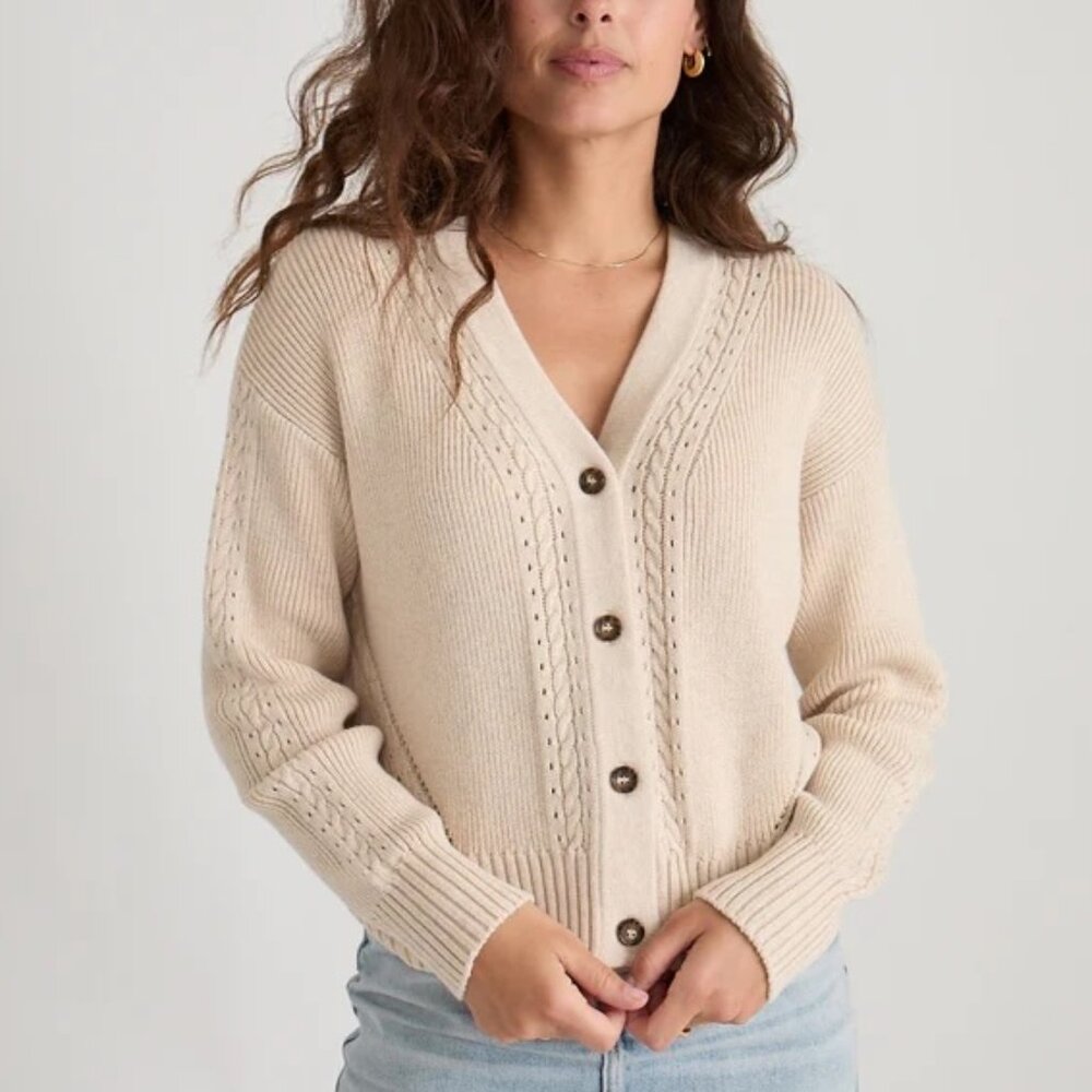 Marine Layer - Robin Crop Cardigan - Small, Oatmeal